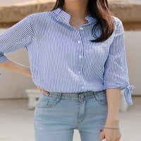 Ženska prugaste majice rupa s rukavima Bluza casual labav ured vrhova