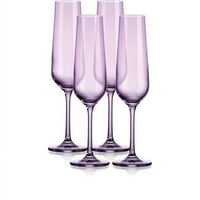 Kućine prozirne flaute šampanjca, ljubičasta - set od 4
