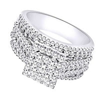 Okrugli oblik bijeli prirodni dijamantski kvadratni okvir Klasterski prsten u 10k bijeli zlatni prsten