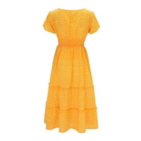 Proljetne haljine za žene Ženske haljine Žene Kvadratne kratke rukave Ležerne prilike Cvjetno ljeto