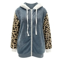 Kaputi za žene sa zatvaračem Otvorena jakna Modni Leopard Patchwork Casual Jackets