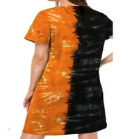 Oucaili ženske kratke haljine bundeve print mini haljina majica u boji Blok Holiday stil d l