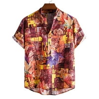 Tking Modni Muški modni Ležerni print Hawaii Majica za odmor - Army Green M