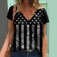 Dan neovisnosti tiskani majice Žene V-izrez Dnevno ljetne vrhove Amerikanka 4. jula Kratki rukav košulje