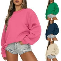 Qolati ženske dukseve s dugim rukavima Crewneck prevelici preveliki džemperi pulover casual cofy pada