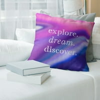 Artverse Citati višebojnu pozadinu Istražite DREAM Discover Quote Pillow-Fau Lan Veliki