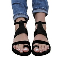 B91XZ Ženske ravne sandale Meka modni stil kopča Dame Ravna strana Jedine rimske sandale Cipele Čvrste