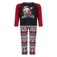 Yilvust Family Božićne PJS Podešavanje božićnih pidžama Santa tiskani gornji i prugasti hlače za spavanje