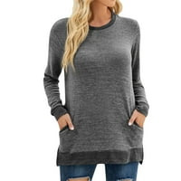 Miayilima Plus veličine za žene modni okrugli vrat Boolock džepovi dugih rukava pulover labava majica