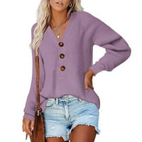 Voncos Weens pulover džemper casual - lagana boja u boji Vrući džemper za žene plus veličine ljubičaste