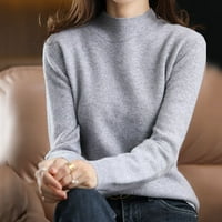Džemper za žene za žene Nova polovina viseg ovratnika pletena jesen i zima kratak pulover Puno boje