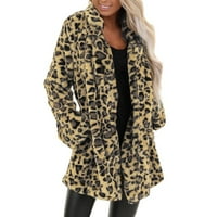 Viikei ženske jakne i kaputi plus veličine jakne zavlačenje za zimski labav Leopard Fau džepni kaput