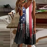 Bvanrty ženska moderna patriotska neovisnost Mini haljina modne haljine V izrez Ležerne prilike na plaži