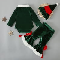 Božićni pokloni Dječji i djevojka dječje zimske božićne majice dugih rukava + zvona + šešir trodijelni