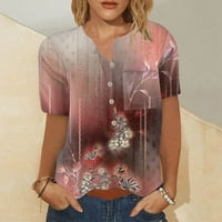 Ženska retro cvjetna košulja s jednim kratkom rukavom s džepovima sa majicama