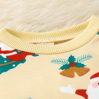Bagilaanoe Toddler Baby Girl Božićne odjeće Santa Claus Ispis Duks dugih rukava Torbe Stripe pantalone