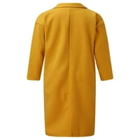 Ženska odjeća s dugim rukavima kaput s dvostrukom grudnom jaknom casual rovov kaputi na otvorenom žutom