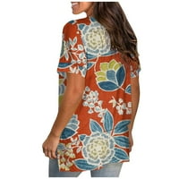 Ženske bluze, ljetni cvjetni tiskani ties kratki rukav Tunik V izrez Trendy Slatke bluze