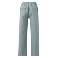 Yubnlvae hlače za muškarce muške casual svakodnevne čvrste duljine hlače na srednjim pojačanim pantalonama