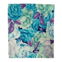 Bacajte pokrivač toplog ugodnog ispisa Flannel šareni cvjetni uzorak sa ružama akvarel zelena apstraktna