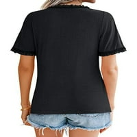 Dame Ljetne vrhove V izrez majica Majica u boji COMFY pulover Radna tunika Bluza Crna L