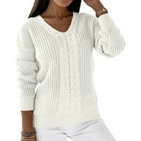 Women plus veličine klirence modne žene seksi rukava V-izrez pulover pune boje casual bluza vrhovi bijele
