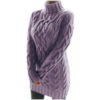 Smanjeni ženski džemper turtleneck pulover Duks od pune boje udobnosti dugih rukava s dugim rukavima