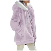MLQIDK Žene prevelike jakne s šerpama Fuzzy Fleece duksevi zatvarajući gornji kaput sa džepovima Light