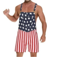 Američki zastava kombinezon bib traper kratke hlače plus veličine Jean Romper casual workout ljeto Podesivi