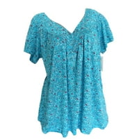 Dezsed Womens Ljetne majice Čišćenje Žene plus veličina kratkih rukava V-izrez za bluzu za bluzu od pulover majica Sky Blue M