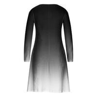 Boho padajuće haljine za žene Žene Modni tiskani pulover s dugim rukavima s vulom V-izrezom crna l