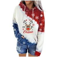 Ženska modna casual božićni ispisani bluza Džepni pulover na vrhu Hoodies Hot6SL485289