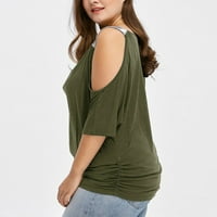Outfmvch T majice za žene plus veličine hladnog ramena labava casual majica kratkih rukava ženske vrhove