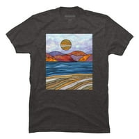 More, plaža i planine Sun - Sretna priroda Muški ugljen Heather Sivi grafički tee - Dizajn ljudi 4xl
