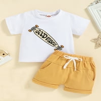 Bagilaanoe Toddler Baby Boys Set Pismo Ispis Tors kratkih rukava + kratke hlače 3T dojenčad povremene