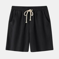 Kratke hlače za velike i visoke muške ljetne tanke pamučne konopljenog konoplja na plaži u obliku struka
