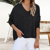 Ženske majice predimenzionirane V-izrez T-majice Batwing dugih rukava Trendi pulover Jumper vrhovi
