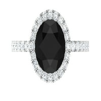 Laboratorija je stvorila crni dijamantni prsten sa moissite halo, 14k bijelo zlato, SAD 11.50