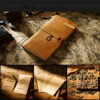Toyella Travel Notebook kožnog dnevnika kravlje kože Vintage Prijenosna verzija Light Brown