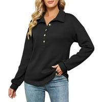 Ketyyh-Chn Ženska majica s dugim rukavima Elegantna majica Top T majice za žene Black, XL