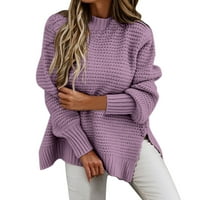FVWitlyh Womens džemper ženska crewneck crochet čipka dugih rukava izdubljena kabela pletene pulover