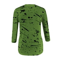 Ženski vrhovi rupa casual bluza Grafički otisci Žene modne posade Thirts Green XL