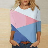 Košulje za žene Trendy Three Quarter rukava Geometrijska boja Blokiranje tiskanje vrhovi ženskih majica