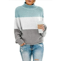 Zimski džemperi za žene plus veličine jesenske zimske žene pletene boje podudaranje okruglog vrata labavo