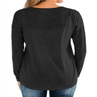 Ženski gumbi uz vrat posade dugih rukava casual majica pulover