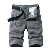 Hanas Muške hlače Muške modne džepove u boji pamučne kratke hlače od pet tačke kratke hlače tamno siva