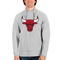 Muška antigua Heather Sivi Chicago Bulls Logo Nagrade Crossover dekolte pulover Duksera
