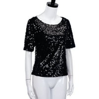 Ženski vrhovi modni šljokice Sparkle koktel zabava Casual Top bluza Crop top majica Black Mardi Gras