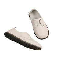 Lacyhop Ženski stanovi čipke up casual cipele udobne kožne cipele za cipele Lagani natikači prozračno