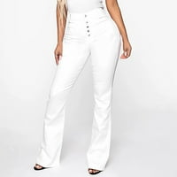 Dadaria Womens Jeans visokog struka ravno noge ženske traperice modne struke ravne džepove rupe duge hlače bijeli xxxl, žene